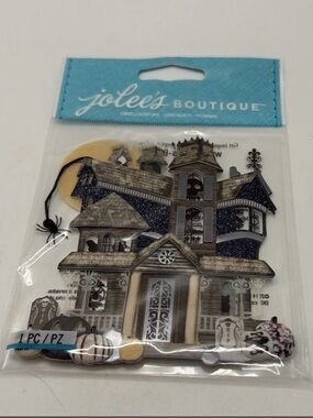 NEW! Jolee’s Boutique Black and White Haunted House Embellishment Sticker